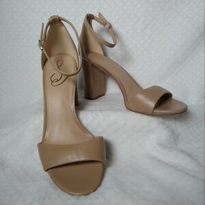 NWOT Sam Edelman Women's 8 1/2 Tan Block Heel Sandals with Ankle Strap